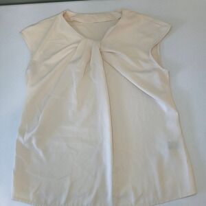 SHEIN Cream Twisted Knot Neck Sleeveless Blouse Cap Sleeve Top Size M Medium